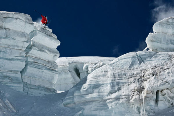 Extreme Skiing "Off a Cliff, Into a Crevasse" Premium Giclee Poster Print - Eurographics