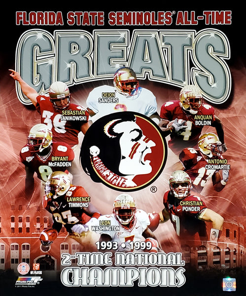 Florida State Seminoles Football "All-Time Greats" (8 Legends, 2 Championships) Premium Poster Print - Photofile
