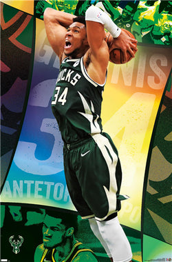 Giannis Antetokounmpo "Power Slam" Milwaukee Bucks Official NBA Basketball Action POSTER - Costacos 2021