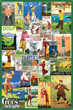 Golf Posters Collage (25 Vintage Classic Reproductions) Poster - Eurographics