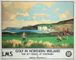 Royal Portrush Golf 1940s-Era Vintage Travel Poster Reprint - Front Line