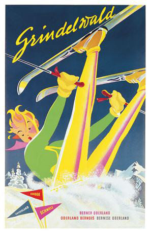 Vintage Skiing Grindelwald, Switzerland "Wipeout" (1930) Poster Reprint - A.A.C.