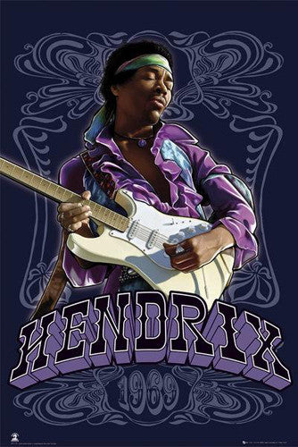Jimi Hendrix "Purple Haze 1969" Music Legend Psychedelic Poster - Aquarius Images