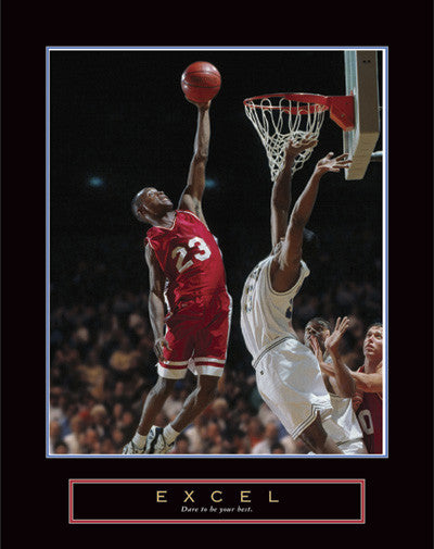 Basketball "Excel" Michael Jordan-Style Motivational Poster - Front Line