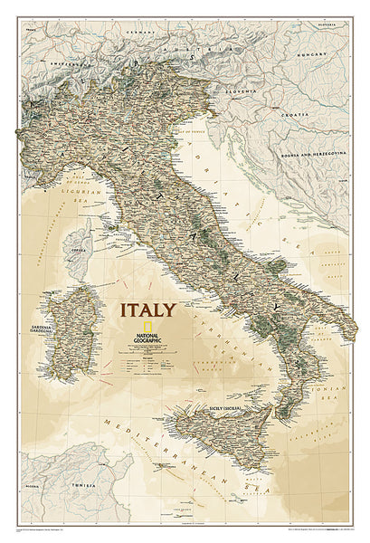 Map of ITALY National Geographic Executive Edition 23x34 Wall Map Poster - NG Maps