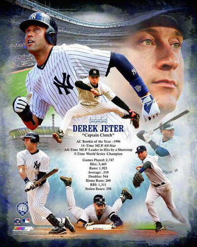 Derek Jeter "Captain Clutch" Yankees Career Retrospective Premium Poster Print - Photofile