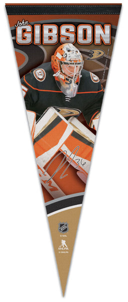 John Gibson Signature Series Anaheim Ducks Goalie Premium Felt Collector's Pennant - Wincraft 2023