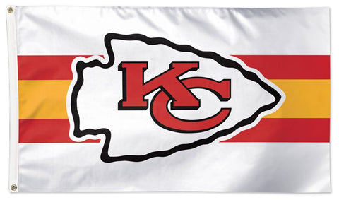Kansas City Chiefs "White-Stripes" Official NFL Football Deluxe-Edition 3'x5' Flag - Wincraft