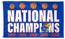 Kansas Jayhawks Basketball 5-Time National Champions Official NCAA Deluxe 3'x5' Flag - Wincraft