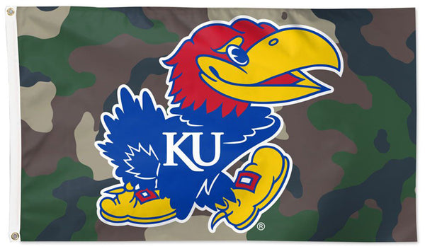 Kansas Jayhawks Camo-Style Official NCAA Team Logo Deluxe 3'x5' Flag - Wincraft
