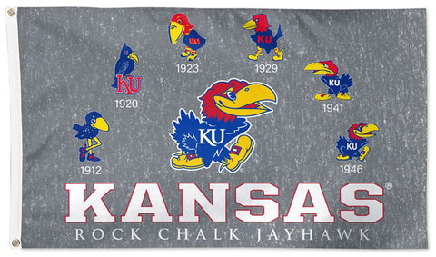 Kansas Jayhawks "Rock Chalk Jayhawk History" Official NCAA Deluxe 3'x5' Flag - Wincraft