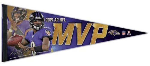 Lamar Jackson 2019 NFL MVP Baltimore Ravens Premium Felt NFL Collector's Pennant - Wincraft