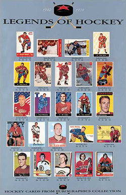 Legends of Hockey 1942-1972 Classic Hockey Cards Gallery Poster - Eurographics