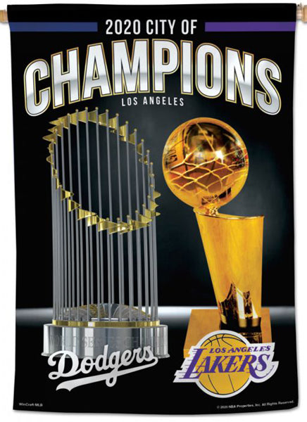 Los Angeles 2020 CITY OF CHAMPIONS Dodgers and Lakers Premium 28x40 Wall Banner - Wincraft