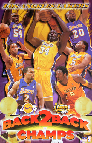 Los Angeles Lakers Back-2-Back NBA Champions 2001 Commemorative Poster - Starline