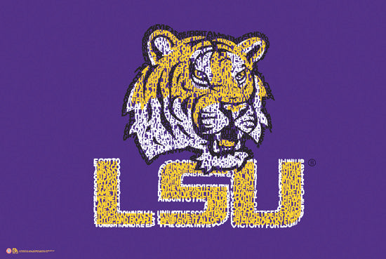 LSU Tigers "Hey Fighting Tiger" Fight Song Logo Poster - L.A. Pop