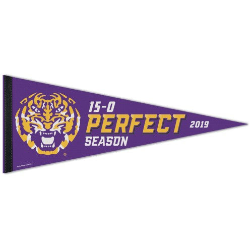 LSU Tigers "15-0 PERFECT SEASON" 2019 NCAA Football Premium Felt Collector's Pennant - Wincraft