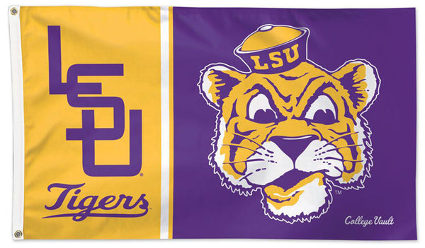 LSU Tigers "Angry-Cat" Retro 1950s-Style Official NCAA Deluxe-Edition 3'x5' Flag - Wincraft