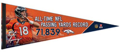 Peyton Manning NFL All-Time Passing Yards Record Commemorative Felt Pennant - Wincraft 2015