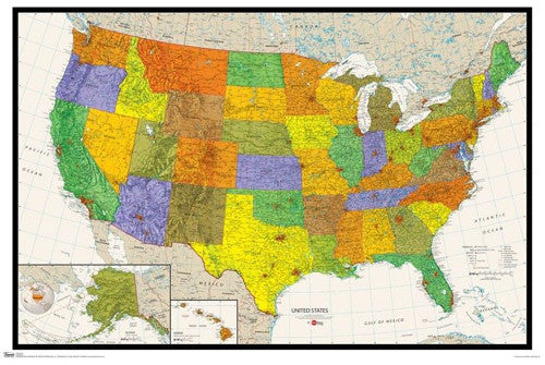 Wall Map of USA Poster - Trends International