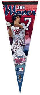 Joe Mauer "Signature" Minnesota Twins Premium Felt Collector's Pennant (L.E. /2,009) - Wincraft