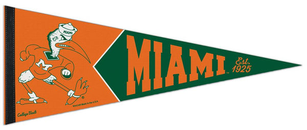 Miami Hurricanes Retro-1960s-Ibis-Style Premium NCAA Felt Collector's Pennant - Wincraft