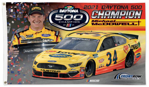 Michael McDowell 2021 Daytona 500 Champion Official NASCAR Deluxe-Edition 3'x5' Flag - Wincraft