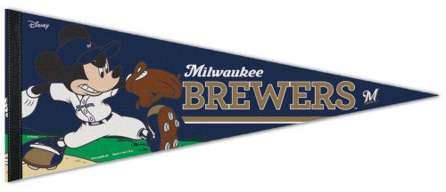 Milwaukee Brewers "Mickey Mouse Flamethrower" Official MLB/Disney Premium Felt Pennant - Wincraft