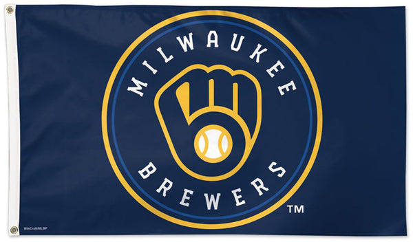 Milwaukee Brewers Round-Logo-Style Official MLB Baseball DELUXE 3'x5' Team Flag - Wincraft
