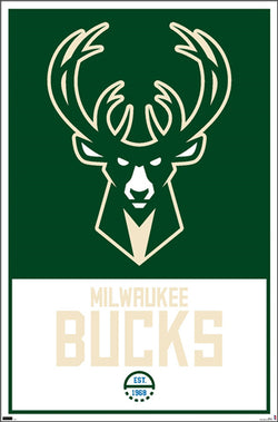 Milwaukee Bucks NBA Basketball Official Team Logo and Wordmark Poster - Costacos Sports