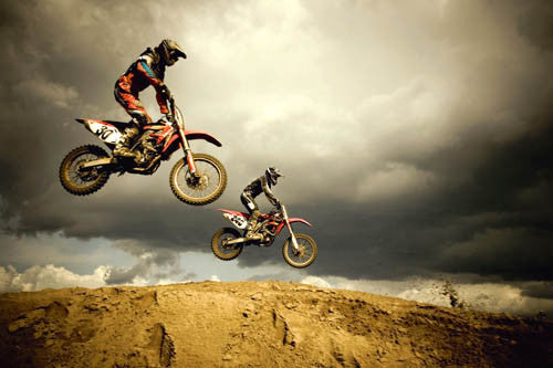 Motocross Action "Dirt Bikes Airborn" Poster - Eurographics