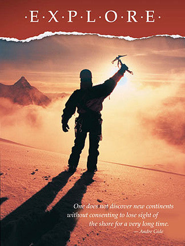 Mountain Climbing "Explore" Motivational Inspirational Poster - Jaguar