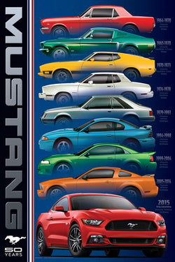 Ford Mustang 50th Anniversary "Rainbow" (9 Classic Sportscars) Autophile Poster - Eurographics