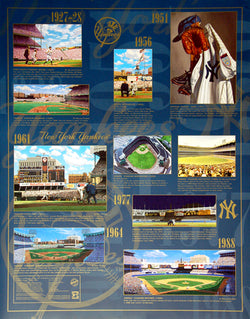 New York Yankees Historic Art Collage (1927-88) Premium Wall Poster - Bill Goff