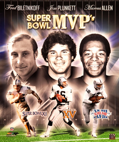 Oakland Raiders Super Bowl MVPs Commemorative Premium Poster Print - Photofile