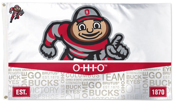 Ohio State Buckeyes "Running Brutus" Style Official NCAA Team Logo Deluxe-Edition 3'x5' Flag - Wincraft