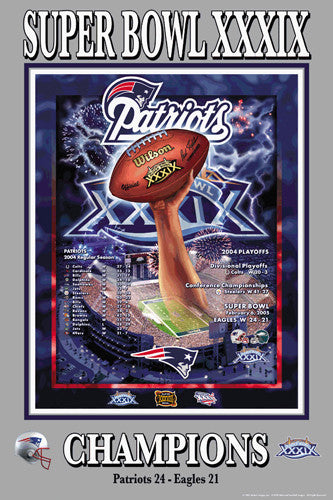 New England Patriots Super Bowl XXXIX Championship Poster - Action Images 2005