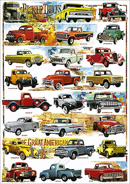 Great American Pickup Trucks 1931-1980 (24 Classic Vehicles) Automotive History Poster - Eurographics