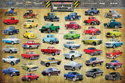 Pickup Trucks "Evolution" (41 Classic American Vehicles) Autophile History Poster - Eurographics