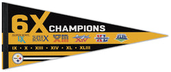Pittsburgh Steelers Six-Time NFL Super Bowl Champions Premium Felt Collector's Pennant - Wincraft