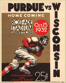 Purdue Boilermakers 1932 Vintage Program Cover Poster Reprint