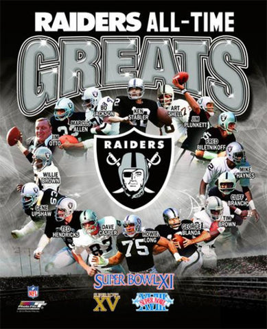 Oakland Radiers "All-Time Greats" (16 Legends, 3 Super Bowls) Premium Poster Print - Photofile