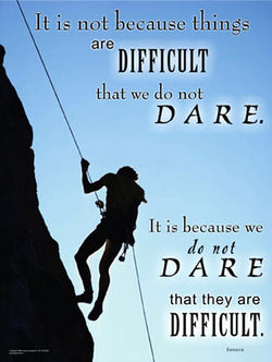 Rapelling Rock Climbing "Dare" Motivational Inspirational Poster - Jaguar