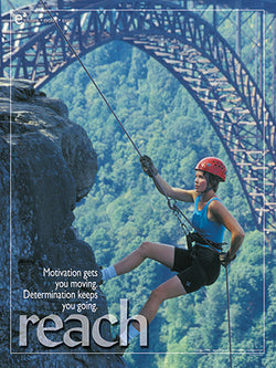 Rapelling Rock Climbing "Reach" Motivational Poster - Jaguar