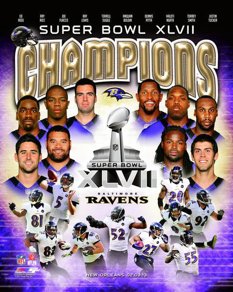 Baltimore Ravens Super Bowl XLVII Champions 10-Player Commemorative Premium Poster Print - Photofile