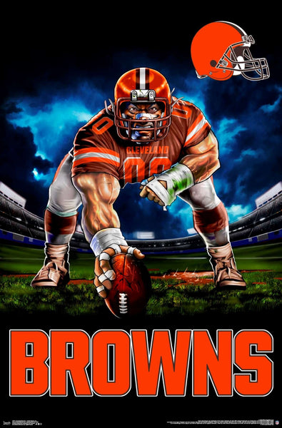 Cleveland Browns "Ferocious Football" NFL Theme Art Poster - Liquid Blue/Trends Int'l.