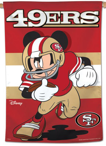 San Francisco 49ers "Storming Mickey" Official NFL Disney Wall BANNER - Wincraft