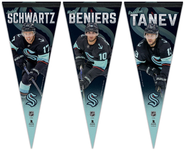 Seattle Kraken Superstars Premium Felt Collector's Pennants (Matty Beniers, Brandon Tanev, Jaden Schwartz) - Wincraft