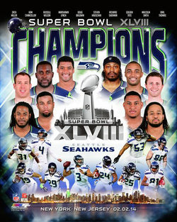 Seattle Seahawks Super Bowl XLVIII Champions 10-Player Commemorative Premium Poster Print - Photofile