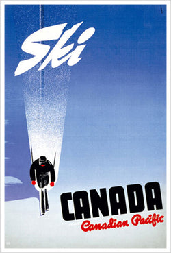 Ski Canada "Powder & Sky" c.1950 Canadian Pacific Travel Poster Reprint - Eurographics